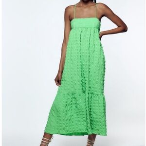 Zara Textured Green Maxi Dress
